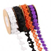 2m Halloween Lace Ribbon, Pumpkin & Ghost Mesh Hollow Decorative Trim, Suitable For Gift Wrapping, Party, DIY Headband, Halloween Decoration - 2m Halloween Ribbon - View 7