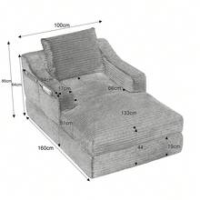 Modern Minimalist Corduroy Lounge Chair - White 1 Seat - View 11