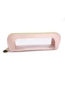 Transparent Window PU Makeup Brush Storage Bag, Triangular Stable Mini Portable Cosmetic Pouch For Travel Daily Vanity Makeup Brushes Organizer - Multicolor - View 12