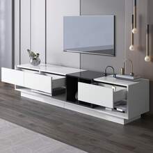 TV Stand, Lowboard Combination White And Black High Gloss - 白色 - 查看 6