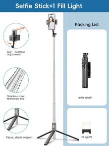 Tongkat Selfie Magnetik Bluetooth 130cm dengan Dudukan Ponsel, Cocok untuk Perekaman Video dan Dokumentasi Kehidupan. Dapat diperpanjang, rotasi 360 derajat, anti-guncangan, dapat dilipat menjadi tripod selfie portabel. Pengambilan gambar stabil, cocok untuk siaran langsung, dilengkapi dengan remote control, cocok untuk liburan musim panas, perjalanan, mudah dibawa, juga pilihan yang bagus sebagai hadiah. - 1,3 meter - View 12