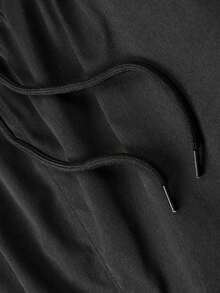 Men's Multi-Pocket Cargo Wide Leg Pants, Elastic Waist Drawstring Draped Casual Long Pants - Black - View 8