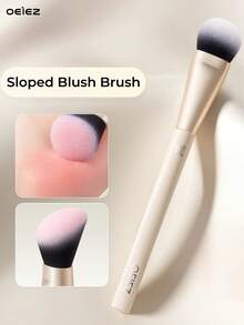 OEIEZ Angled Wool Blush Brush, Ultra-Fine Soft Bristles, Contoured Fit To Face Shape, Natural Blending, Suitable For Beginners - Multicolor - View 1