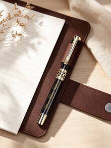1 Pen And 4 Replacement Nibs And 1 Velvet Pen Pouch, Dragon Head Hollow Bright Metal Pen Set, Free Engraving, Perfect For: Office, School, Daily Use, Gift, Father's Day Gift - Sets - View 6