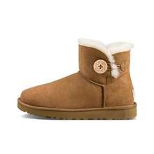 UGG Mini Bailey Button II Boot 羊皮 加絨 短筒 雪靴 女款 栗色 - 紫紅色 - 查看 12