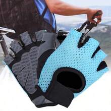 1 Pair Unisex Full Palm Protection Breathable Mesh Adjustable Hook & Loop Gloves Suitable For Fitness, Cycling, Fishing - Multicolor - View 3