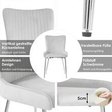 Velvet Dining Room Chair Set Of 2, Beige, Metal Legs - 灰色 - 查看 5