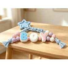 Macaron Pink Blue White Double Layer 3D 26 English Alphabet Beads, Thick Rounded DIY Handmade Beading Material, Customizable Word & Name Colorful Round Beads Braided Rope Keychain, Student Girl Handmade Backpack Charm Car Key Pendant, INS Soft Cream Style Niche Creative Handmade Jewelry, Best Friend DIY Birthday Gift - Multicolor - View 4