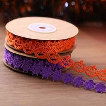 2m Halloween Lace Ribbon, Pumpkin & Ghost Mesh Hollow Decorative Trim, Suitable For Gift Wrapping, Party, DIY Headband, Halloween Decoration - 2m Halloween Ribbon - View 4