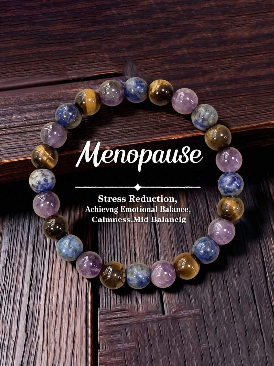 Women's Menopause Support Bracelet - Soothing Crystal Beads Help Relieve Irritability, Promote Relaxation And Restore Hormonal Balance - Fashionable Daily Wear (Natural Stone Color And Shape May Vary) - Multi-color 4 - View 1