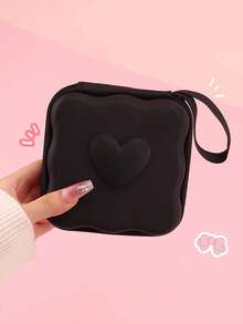 Portable Large Capacity Data Cable Storage Bag, Cute Heart-Shaped Candy Colored Zipper Storage Bag, Digital Accessory Storage Box, Anti Drop Zipper Bag, Can Store Data Cables/Headphones/Change/Keys/Small Documents/USB Drive/CCD Camera, Etc - View 8