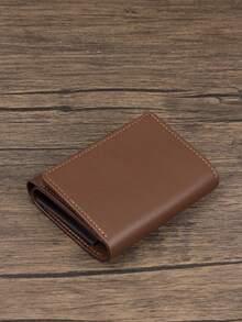 MINI Minimalist Slim Trifold Men's Wallet With Secure Card Slots, Snap Closure And Foldable Design, Portable Multi-Function Card Holder For Daily Use, Gift For Men - Brown - View 3