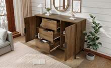 Sideboard With 2 Doors And 3 Shelves, Dark Oak - Dimensions 120x40x76cm - 深色橡木 - 查看 7