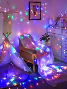 1pc 5M 50LED / 10M 80LED Battery Powered LED Fairy String Lights,Home Bedroom Decor,Battery Powered, Wedding Birthday Party Decor Lights, Outdoor Garden Yard Porh Decor Light String,Girls Room Wall Decor Fairy Lights,Festival Decor Lights - Clear - View 15
