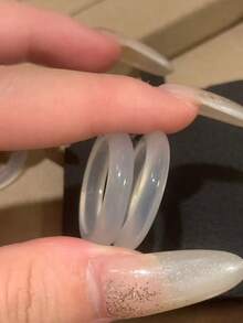 1件熱銷新款中式透明石圓鑽戒指，優雅國風精緻手指戒指 - 玉髓素圈戒指 - 查看 5