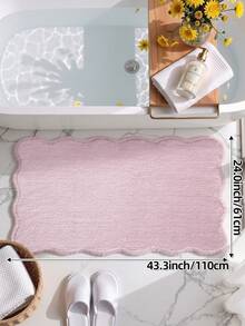 DAJIANG 1件裝粉色甜美酷波浪邊可愛植絨浴室地墊，TPR防滑底背，適用於廚房、戶外、室內、走廊、臥室、客廳、床邊，可機洗易清潔，臥室浴室裝飾地毯 - 粉色 - 查看 14