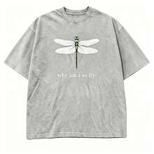 100% Cotton Geographic Inspired Dragonfly Graphic Baby T Shirt For Men And Women |  Exquisite Design |  Loose And Comfortable | Shirts Y2k - 水洗灰色 - 查看 13