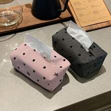 Polka Dot Bow Tissue Box (1pc) - A Multifunctional Foldable Tissue Box Designed To Make Desktop Organization Easy. It Is A Practical Home Accessory And An Ideal Gift For Friends And Family On Christmas And Other Holidays. - Multicolor - View 3