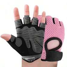 1 Pair Unisex Full Palm Protection Breathable Mesh Adjustable Hook & Loop Gloves Suitable For Fitness, Cycling, Fishing - Multicolor - View 12