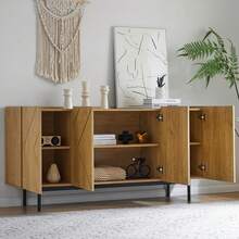 Living Room Sideboard With 4 Drawers And Metal Inlays - Versatile Cabinet, Buffet, Display Unit – - Natural - View 6