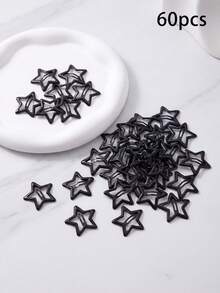 MH 30pcs/60pcs/90pcs Jepit Rambut Wanita Multi-Warna Dopamine Gaya Y2K Bentuk Bintang Lima BB, Jepit Samping, Jepit Poni, Aksesori Rambut untuk Penggunaan Sehari-hari (Hitam) - Hitam - View 7