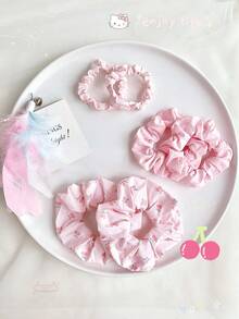 12 Stücke rosa Haargummis, kleine, mittlere und große Haargummis Kombination, geeignet für verschiedene Haarvolumina, nicht schädigende Haaraccessoires, süße und niedliche Haargummis - Pink - Übersicht 6