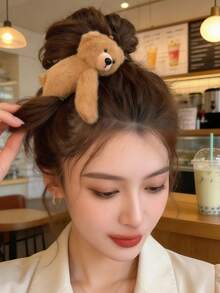 MESHUOKAI Cute Plush Bear Hair Clip, Premium 3D Fluffy BB Clip, Side-Parting Bangs Clip, Top Hair Accessory, Suitable For Daily Wear And Party Occasions - Multicolor - View 5