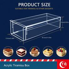 Molde de tarta de queso Tiramisu de acrílico transparente con tapa, molde rectangular desmontable, caja de exhibición de pastel de mousse cuadrada, bandeja larga para base de pastel - Blanco - Ver 4