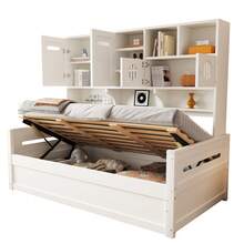 Sofa Bed Frame Made Of Wood 90 X 200 Cm – Multifunctional Storage Space, Hydraulic - White - View 5