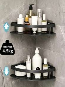 2pcs Stainless Steel Rust-Proof Bathroom Shelf, Large Capacity Shower Caddy, Suitable For Bathroom Storage And Home Decor, No Drilling Required - Multicolor - View 12