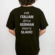 Eat Italian Drive German Marry Slavic T-Shirt, Heritage Pride Tee, herrkläder,,M.J - Svart - Visa 1