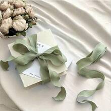 4cm Matcha Green Pleated Ribbon, High-End Ins Style Elastic Ruffle Edge Gift Packaging Ribbon, Birthday Party Packaging Ribbon, Hair Tie, Cake Packaging, DIY Bow, Wedding Bouquet, Graduation Party Floral Ribbon - Multicolor - View 3