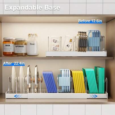 ENSSU Stainless Steel Pot And Pan Rack, Adjustable Baking Sheet Rack, Pot Lid Rack, Expandable Kitchen Storage Rack With Dividers - Under Cabinet Storage For Pots, Pans, Lids, Baking Sheets