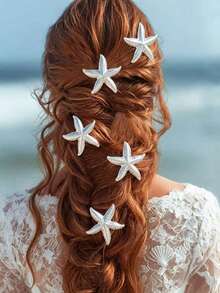 10pcs Metal Starfish Hair Clips Beach Hair Accessories For Women Halloween Mermaid Cosplay - Multicolor - View 9