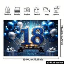2D平面橫幅 18歲生日裝飾-閃亮18數字氣球、生日慶祝橫幅、派對用品、18歲生日派對禮物,適合派對裝飾、拍照道具、生日慶祝、節日派對等多種用途 - 多色 - 查看 4