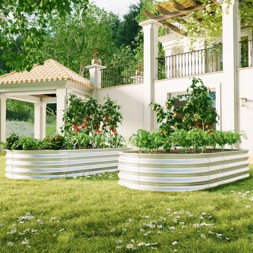 Galvanized Metal Raised Garden Bed Kit, Outdoor Raised Garden Bed For Vegetables - A - 查看 1