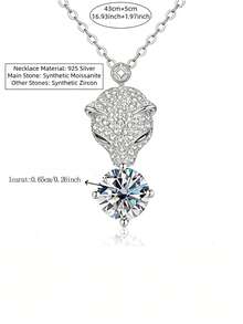 KAHOOT 925 Sterling Silver 2ct Moissanite Leopard Head Design Necklace, Unisex Couple Necklace, Suitable For Daily Wear, Dating, Party And Gathering - Silver - View 9