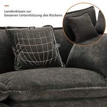 Modern L-Shaped Corner Sofa In Chenille - 3 Seat With Armrests, Dark Grey - Dark Grey 3 Seat - View 11