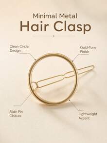 2pcs Vintage Geometric Metal Hair Clips, Round Side Hair Clips, Elegant Minimalist Daily Wear Hair Accessories For Women - Multicolor - View 5