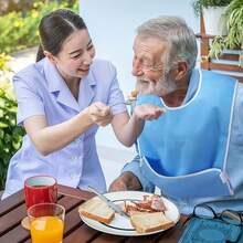 1pc Adult Feeding Assistance Rehabilitation Bib, Suitable For Elderly And Adults, Adjustable Towel Cloth Napkin, Snap Button Design - Waterproof And Reusable, Unisex - A - View 3