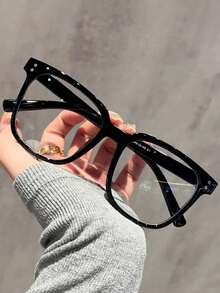 1/3 Pair Unisex Square Clear Lens Glasses, Suitable For Daily Wear Over Regular Glasses. Campus Style Large Frame Glasses Can Modify Facial Contours. - Multicolor - View 9