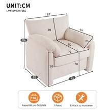 Modern Chenille Sofa - Grey 1 Seat - Comfortable And Stylish - 米色單座 - 查看 9