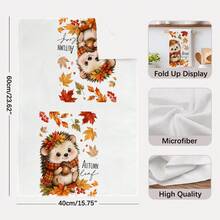 2PCS Kitchen Towels, Autumn Plaid Pumpkin And Vine Pattern, 40*60cm Rectangular Microfiber Kitchen Towels, Dish Cloths, Table Linens, Hand Towels, Kitchen Decor, Home Decor, Housewarming Gift For Neighbors, Kitchen Napkins And Dish Cloths, Home Decor, Gifts, Perfect For Kitchen And Bathroom Use - Orange - View 3