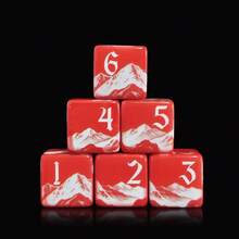 6 pezzi Dadi da gioco D6 con motivo montagna innevata rossa, dadi acrilici a sei facce con paesaggio, adatti per serate di giochi da tavolo e collezionabili, dadi per giochi da tavolo con scena di montagna - Multicolore - Visualizzare 8