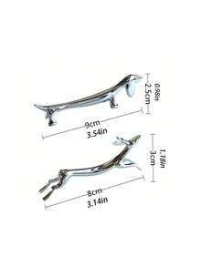 2pcs Set 1pc Dachshund Utensil Holder + 1pc Storage Bag, Alloy Chopstick/Fork Rest, Home Kitchen Dining Table Decor - View 6