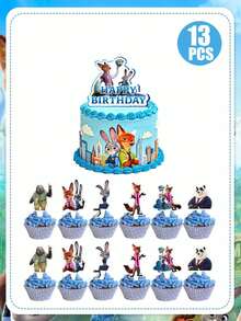 Disney 《動物之森》生日甜點裝飾套組－蛋糕插飾生動呈現電影的奇幻氛圍，為您的派對甜點桌增添亮點，包含朱蒂、尼克與經典蛇形角色 - Cake label - 查看 10