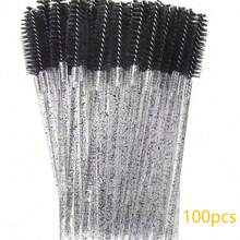 150/50 piezas Cepillos desechables para pestañas, cerdas de nailon tamaño S, aplicador de extensión de cejas sin aroma, mango de plástico ABS, adecuado para piel normal, juego de cepillos rosa y negro, cepillo para cejas y sombras de ojos, decoración de bodas, accesorios de baño - A - Ver 15