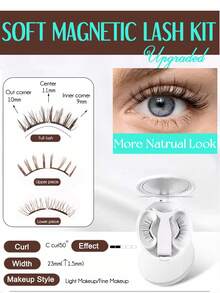 PALM LASHES 1 Par de Cílios Magnéticos Atualizados com Aplicador, Cílios Magnéticos Macios Reutilizáveis com Aparência Natural com Ímãs Ultra-Finos de 0,17mm Sem Necessidade de Cola Fácil de Usar e Remover - Preto - Visão 4