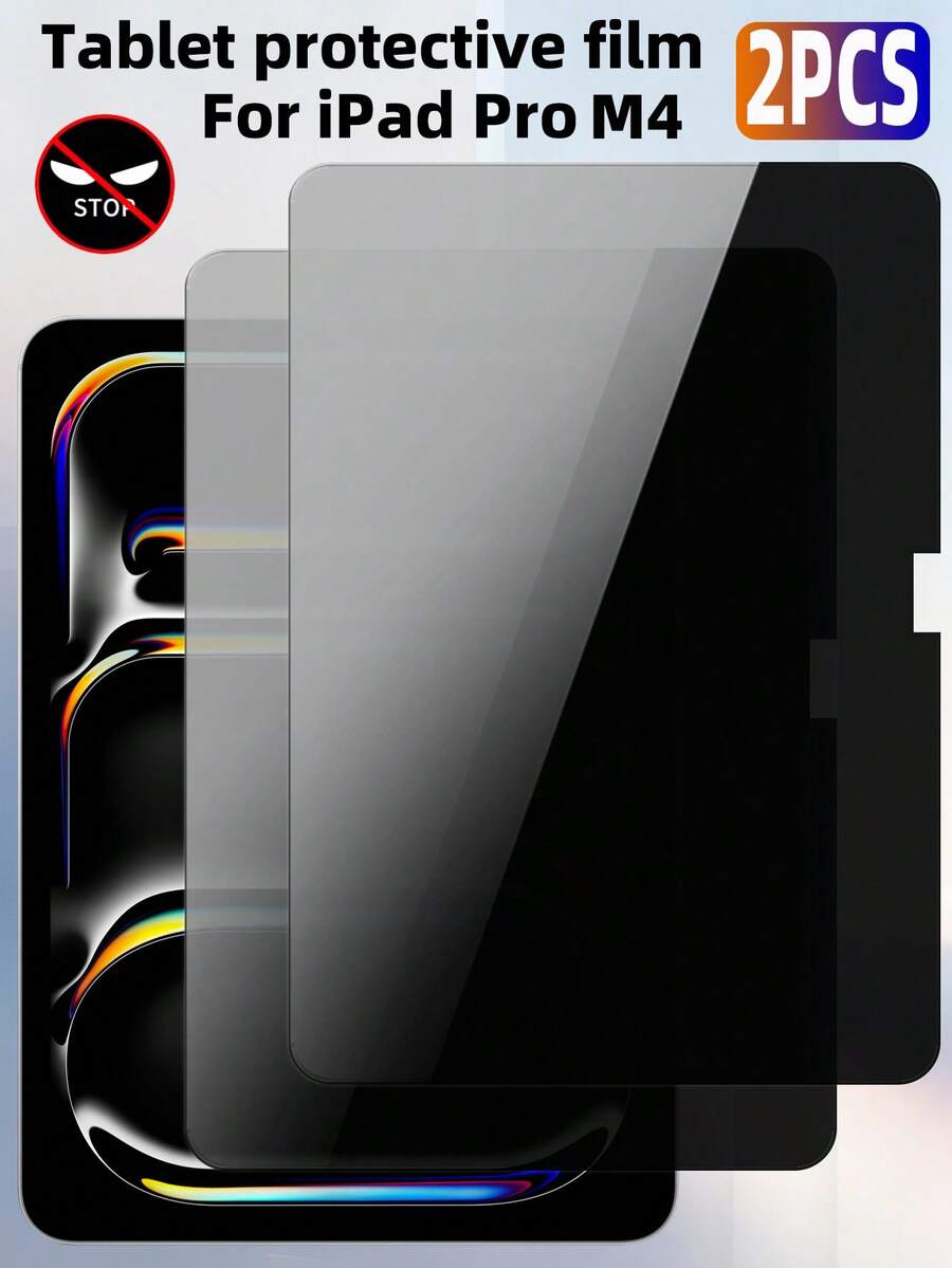 2片裝隱私鋼化玻璃螢幕保護貼,相容 iPad/Galaxy Tab/Surface Pro 8/Fire HD 10/Honor Tablet/MatePad,防窺鋼化玻璃膜,防刮耐衝擊 - 黑色 - 查看 1