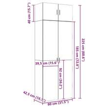 vidaXL Tall Cabinet, Light Oak Khaki, 80x42.5x225 Cm, Engineered Wood, Tall Cabinet, Side Cabinet, Bathroom Cabinet, Tall Cabinets, Side Cabinets, Tall Bathroom Cabinet - Light Oak Khaki - View 3